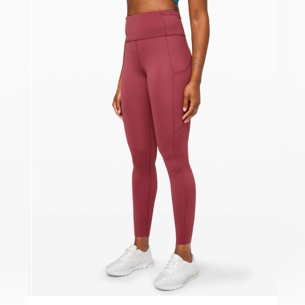 Lululemon Fast and Free HR Tight 28"  Non-Reflective in Chianti Size 8 NWOT